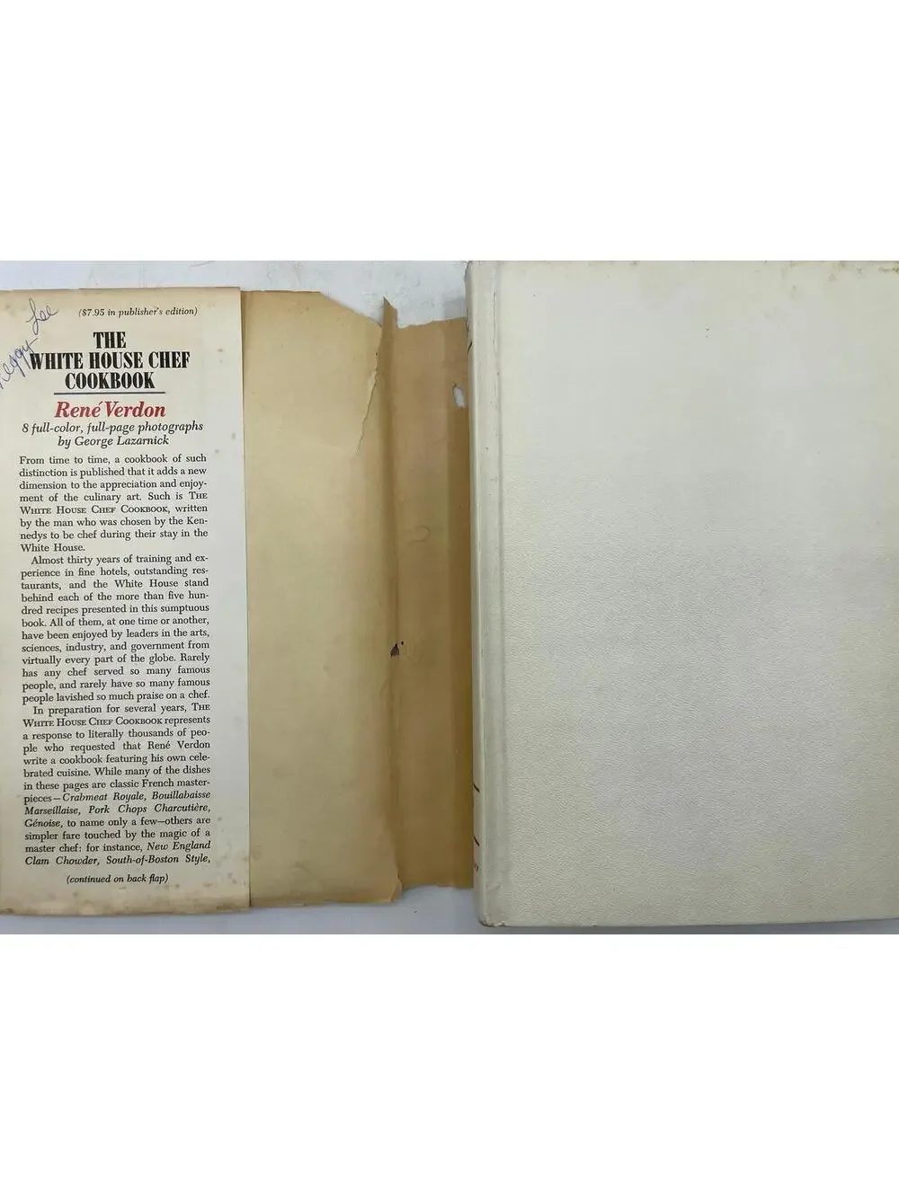 1967 White House Chef Cookbook by Rene Verdon - Kennedy Era Recipes